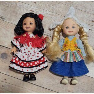 Mattel Female 4in Kelly Dolls of the World European Rare Archival 2 Doll Lot